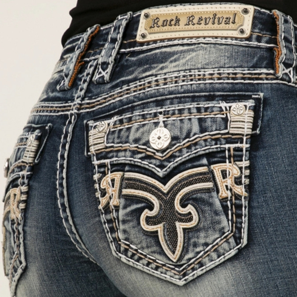 ❤️NeW!❤️ ROCK REVIVAL TALISA MID-RISE EMBROIDERED SKINNY STRETCH JEANS SIZE 28